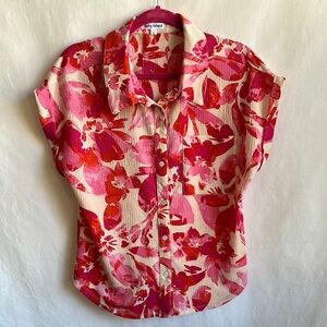 Kathy Ireland cool floral button down blouse, size L
